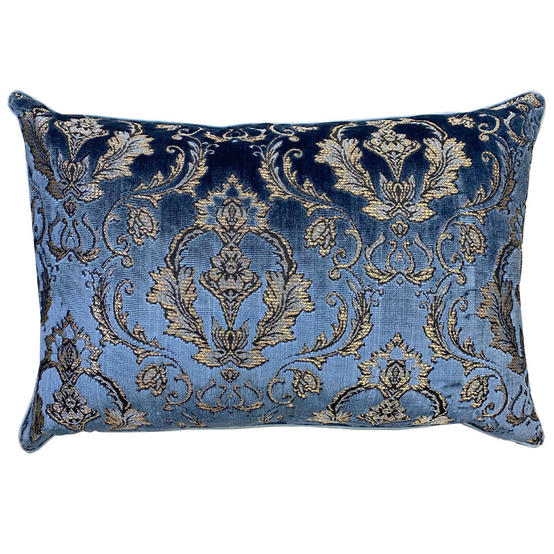 Damask Feather Throw Pillow, Royal