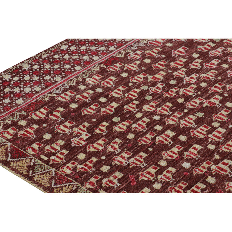 Burano Hand Knotted Wool Geometric Area Rug, Rectangle 5' x 7'