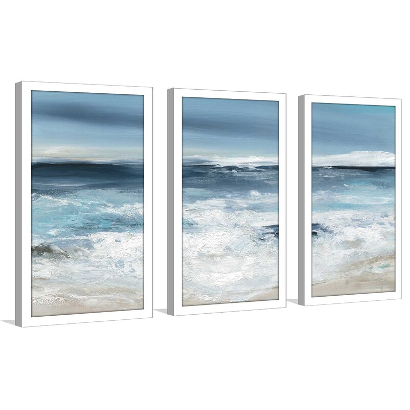 Rosecliff Heights Long Beach Framed On Plastic/Acrylic 3 Pieces by ...