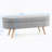 Oval Storage Bench With Rubber Wood Legs, Grey (43.5" X 16" X 16") | Gift Idea-1980060608-1980060604