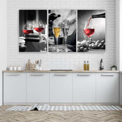 Red Wine Glasses Modern Acrylic Wall Art