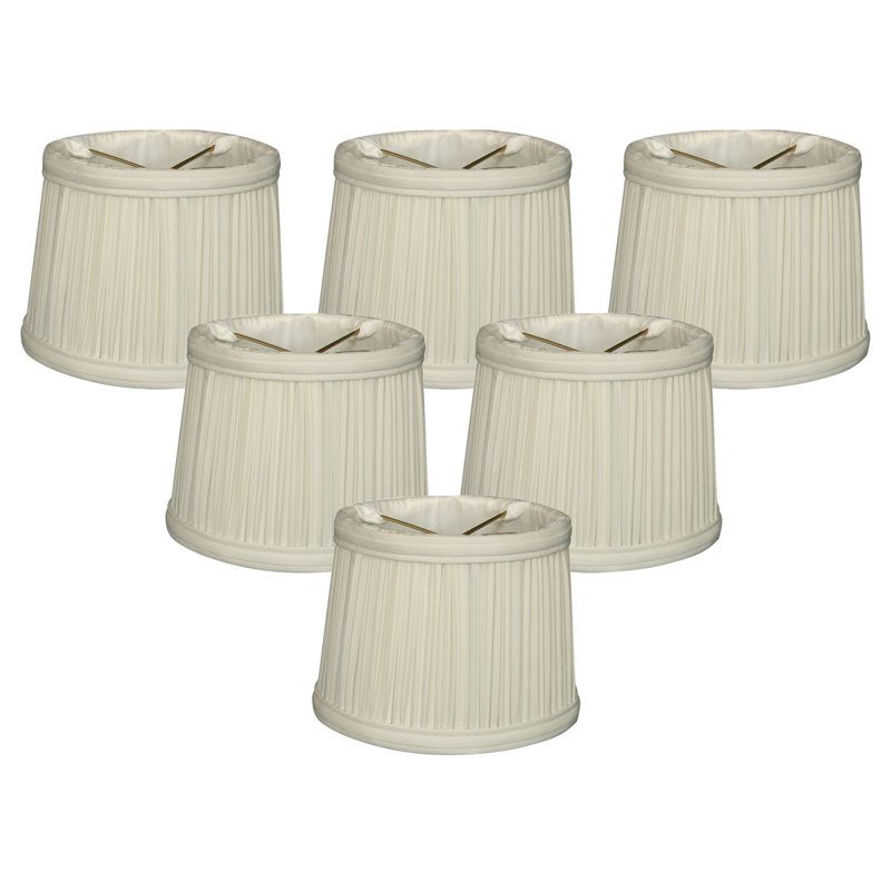 abat-jour tambour de style candélabre en soie/chantoung 4,25 po (à clips), Blanc