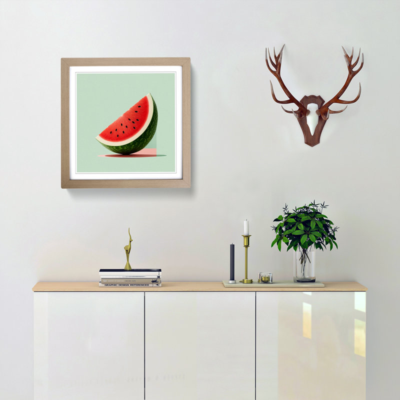 Watermelon Minimalism No.1 - Framed Print, Oak