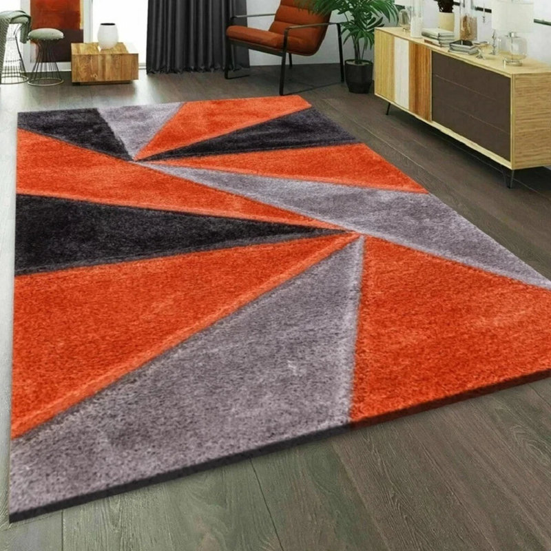 Rectangle Geometric Berber Indoor / Outdoor Area Rug, Orange, Rectangle 60 x 110 cm
