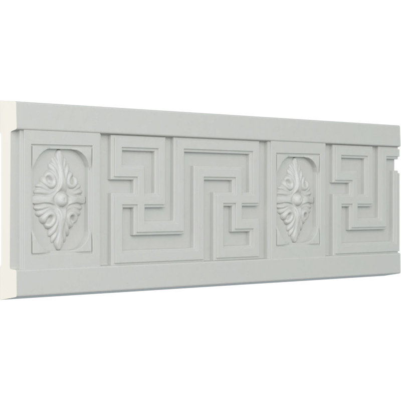 Endurathane Nestor Greek Key Chair Rail, 4 1/4"H x 5/8"P x 94 1/2"L, (8"Repeat), Factory Primed