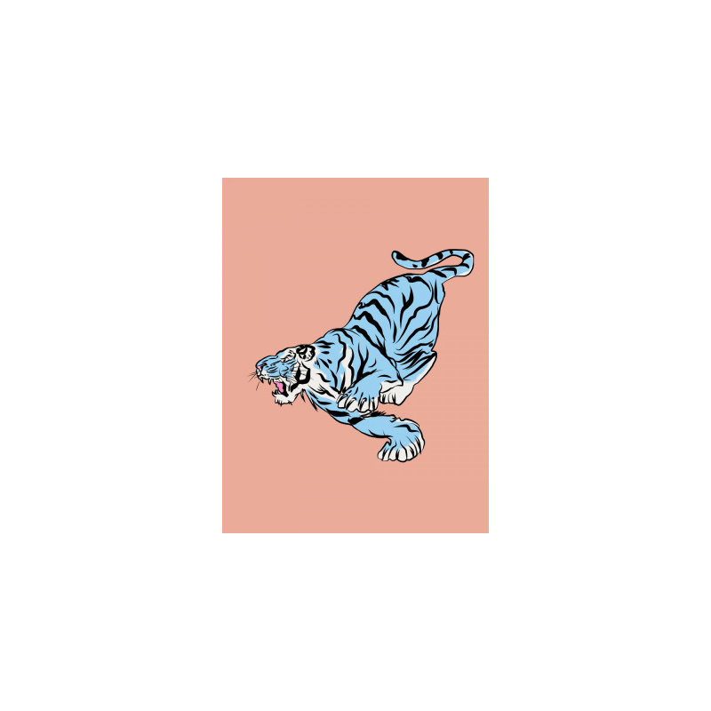 Blue Tiger Leaping Against A Soft Background, 76.2 cm H x 50.8 cm W