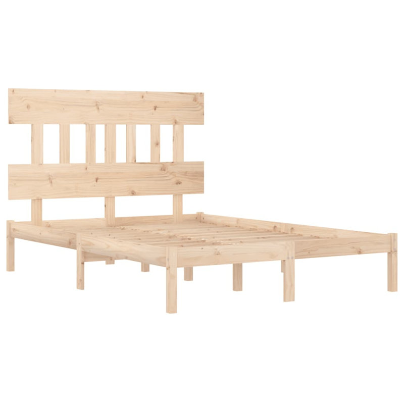 Bed Frame Solid Wood, Natural, European Double (140 x 200cm)
