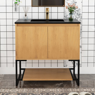 Ensemble de meuble-lavabo simple 35,16 po avec surface solide Rithi