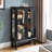 Curio Cabinet With Tempered Glass Doors, Lighted Display Cabinet With Mirrored Back Panel & Adjustable Shelves Perfect For Home Or Office (Light Bulb Included)