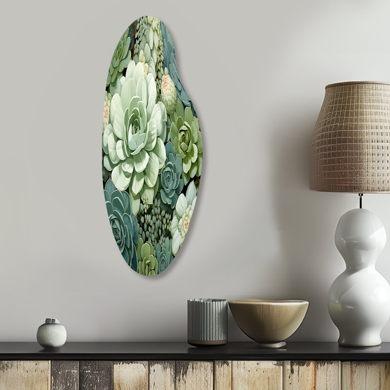 Lonsdale - Succulent Curved Shape Assymterical Metal, art mural, H 30 po x l 11 po