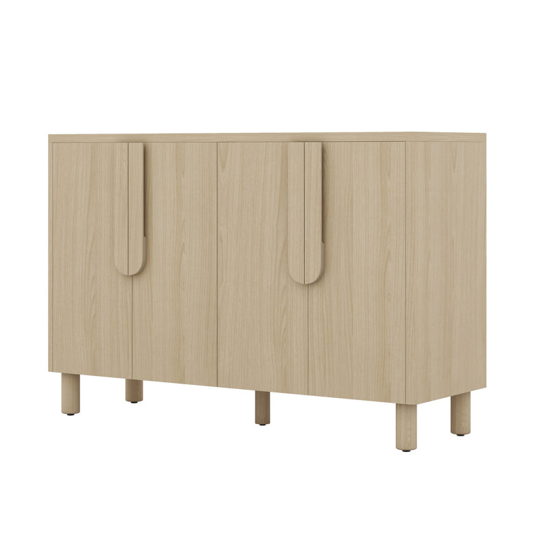 Buffet polyvalent - magnifique buffet en bois avec tablettes réglables et poignées arquées uniques, Naturel