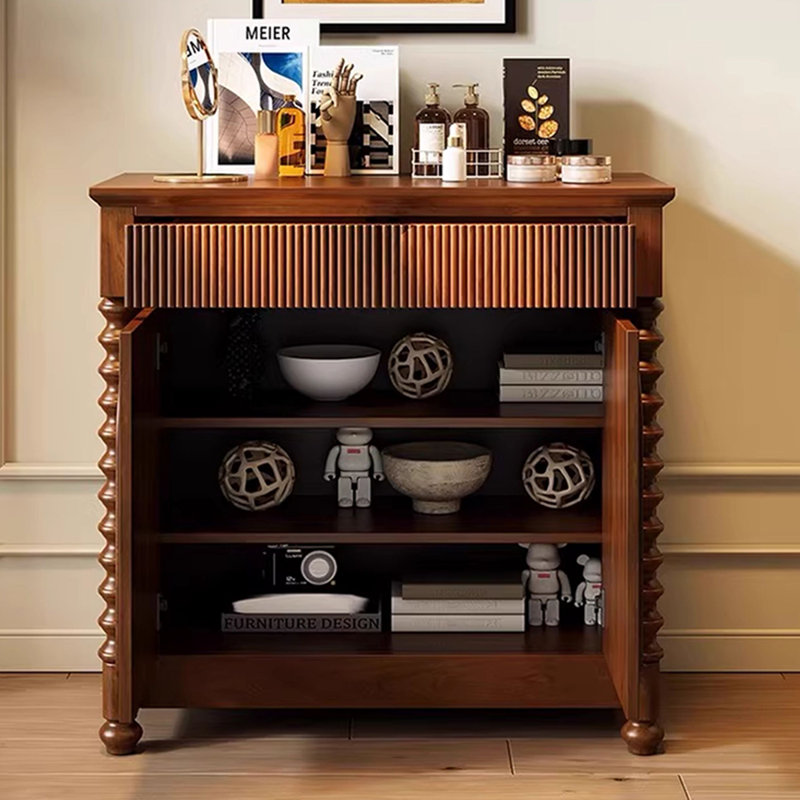 Retro Nut-Brown Solid Wood Sideboard