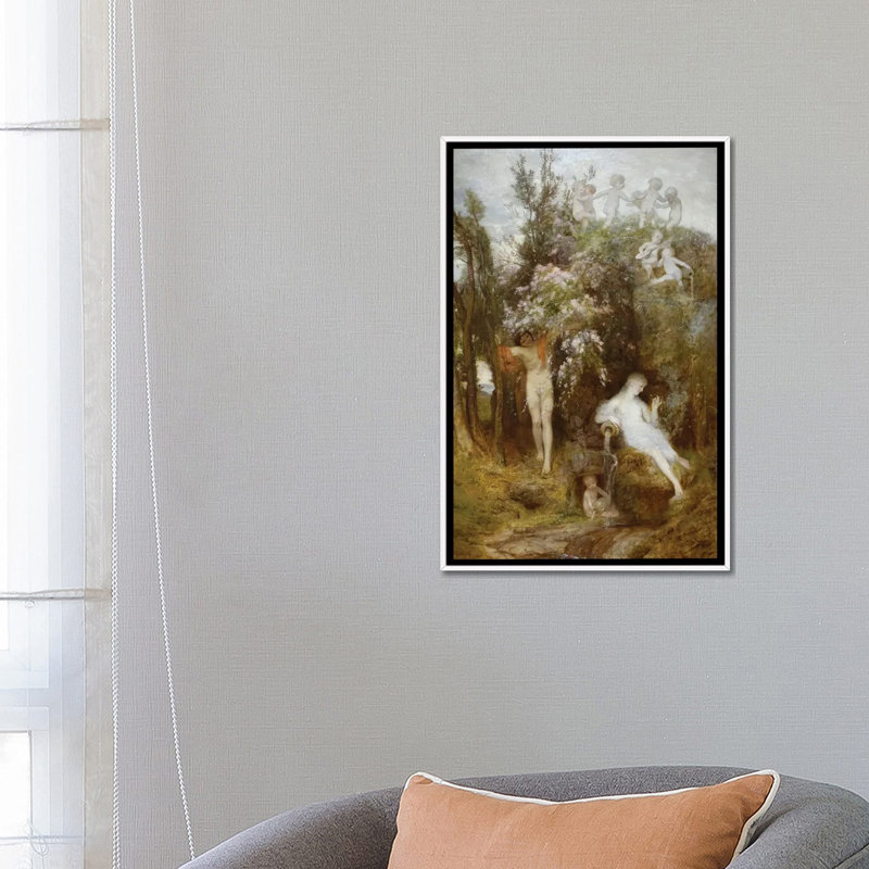 «Love Spring» - ABQ76, Impression sur toile flottante sans passe-partout, H 26 po x l 18 po, Blanc