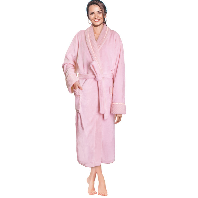 Peignoir en polaire pour femmes avec poches Lamson, P / M, Rose