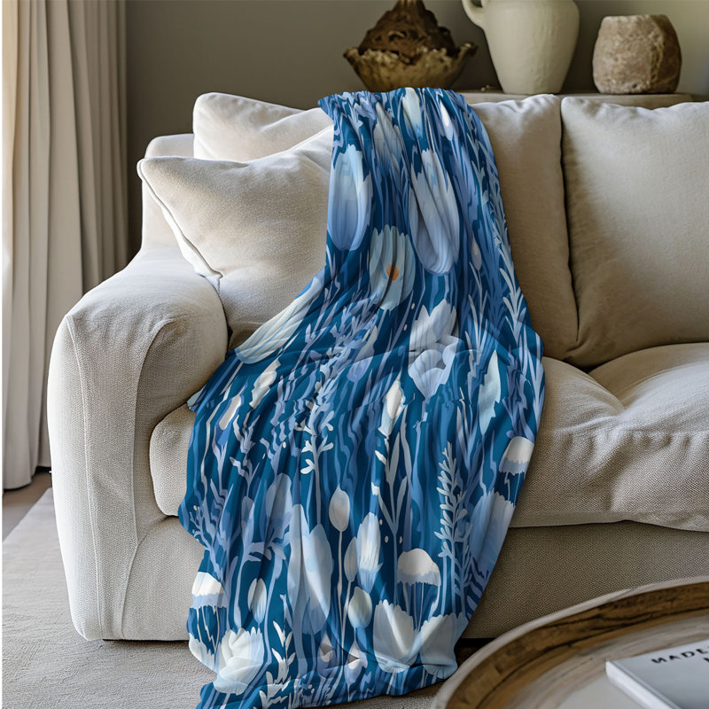 Sapphire Petals - 1 pièce Sherpa Premium, Lit simple
