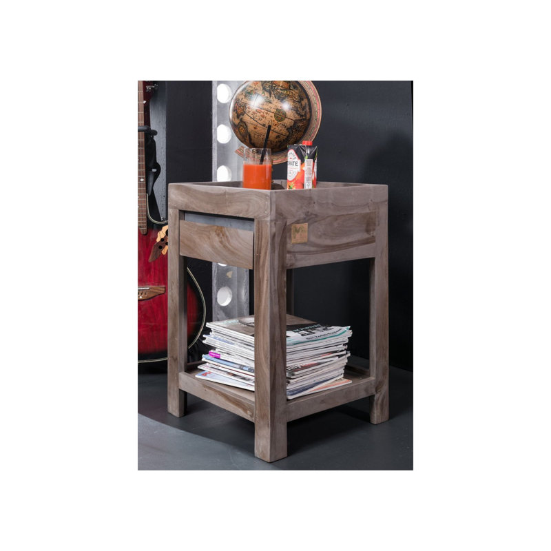 Sydney Solid Wood End Table, Smoked oak