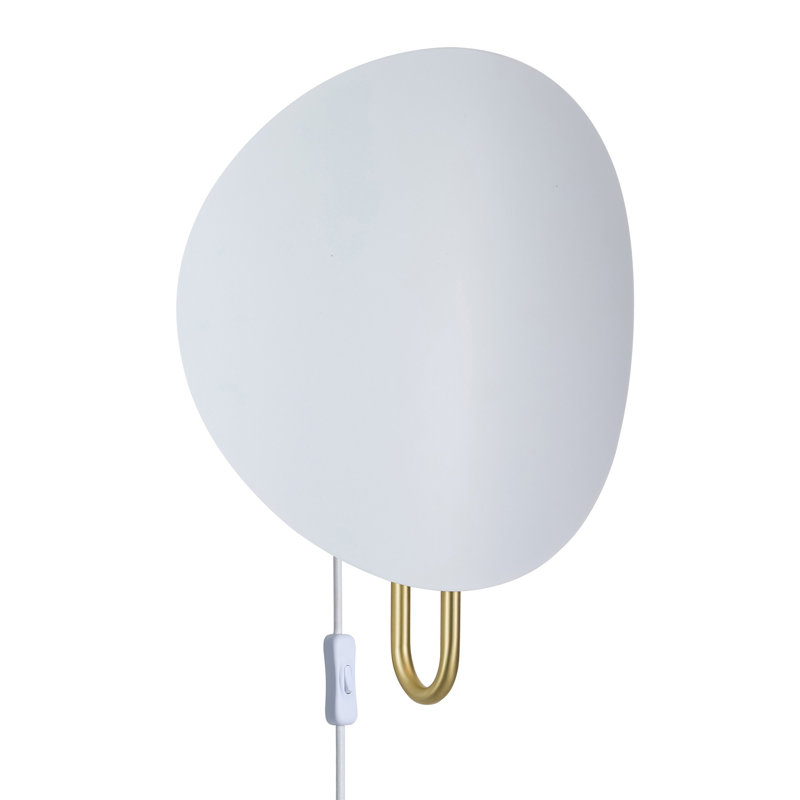 Steel Flush Mounted Sconce, White/Brass