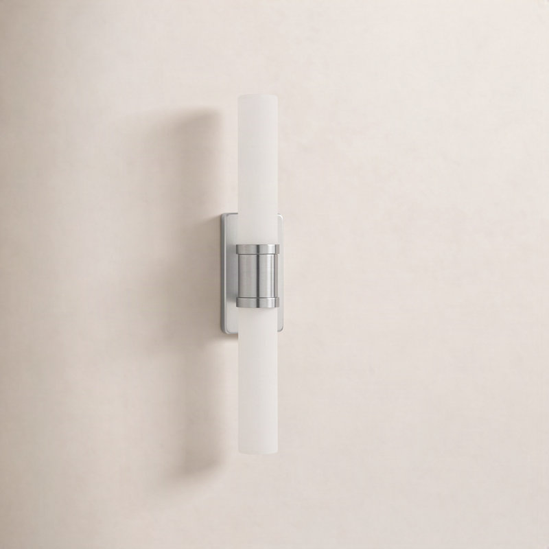 Éclairage pour salle de bain 2 lumières à intensité variable Evelien, H 20 po x l 5 po x P 3,63 po, Nickel brossé, 60 W