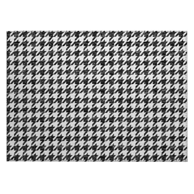 Loreen Washable Houndstooth Indoor / Outdoor Rug, Rectangle 1'8" x 2'6"