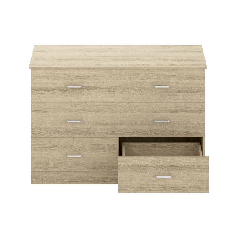 Allyannah 47" W 6-Drawer Manufactured Wood Double Dresser with Interlocking Drawers, Oslo Oak