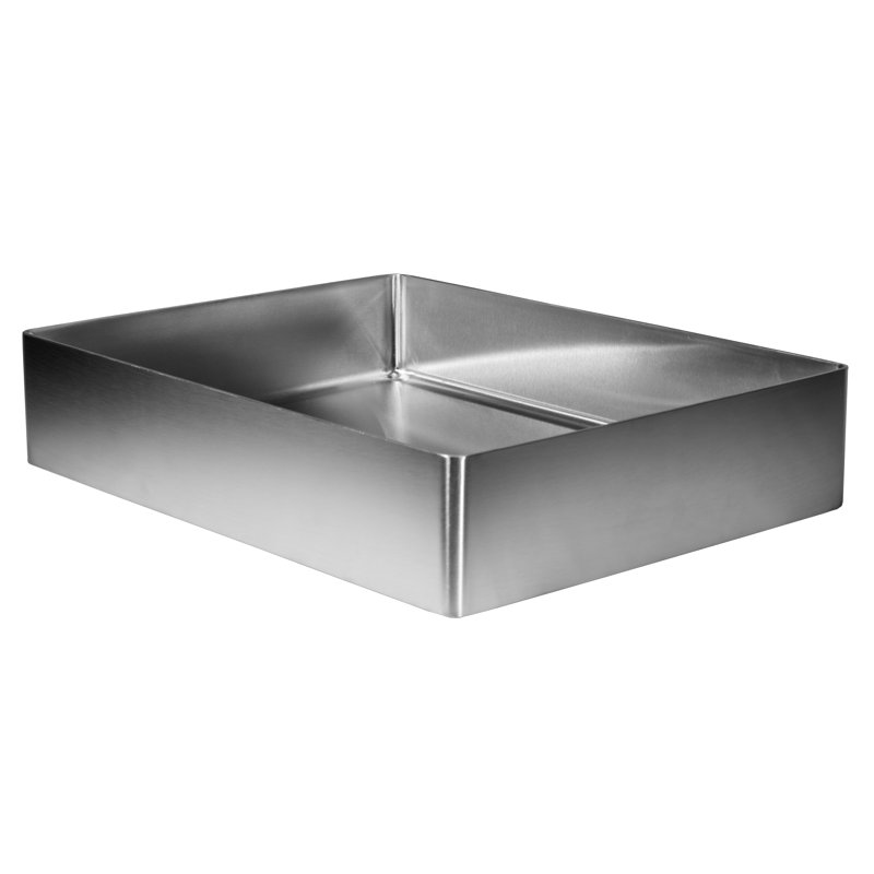 Stainless Steel Rectangular Vessel Bathroom Sink, Silver