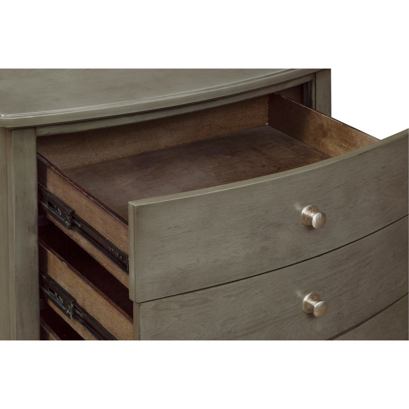 Table de chevet de chambre à coucher avec 3 tiroirs en placage de bouleau gris, design compact 3 pratique et élégant