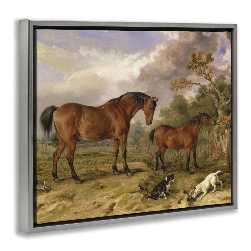 Cadre flottant Classic Portrait of Horses, design par Tina LeCour, Cadre flottant gris lustré, H 17 po x l 21 po