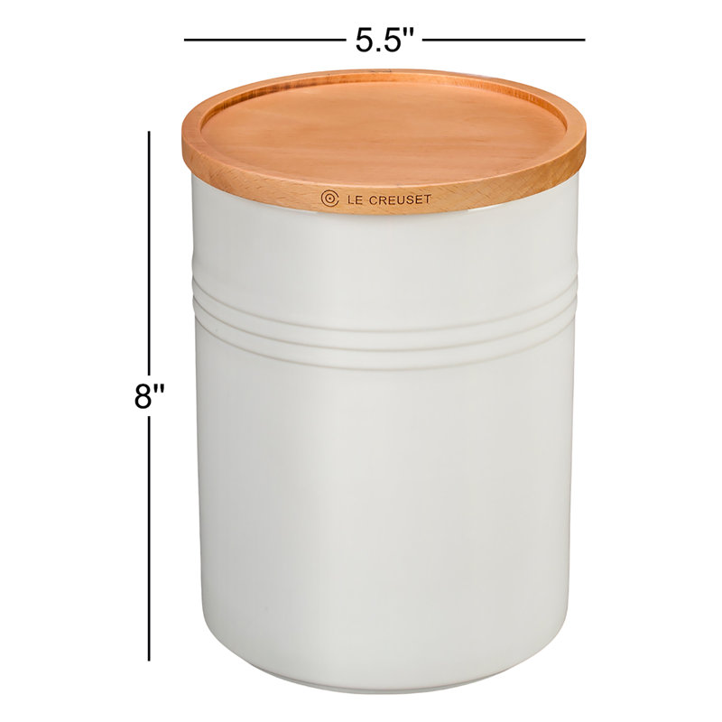 Metallics Kitchen Canister, 8" H x 5.5" W x 5.5" D, White