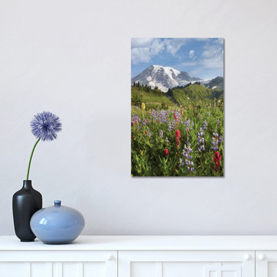 Paradise Meadow and Mount Rainier, Mount Rainier National Park, Washington 1 Piece Wrapped Canvas Wall Art
