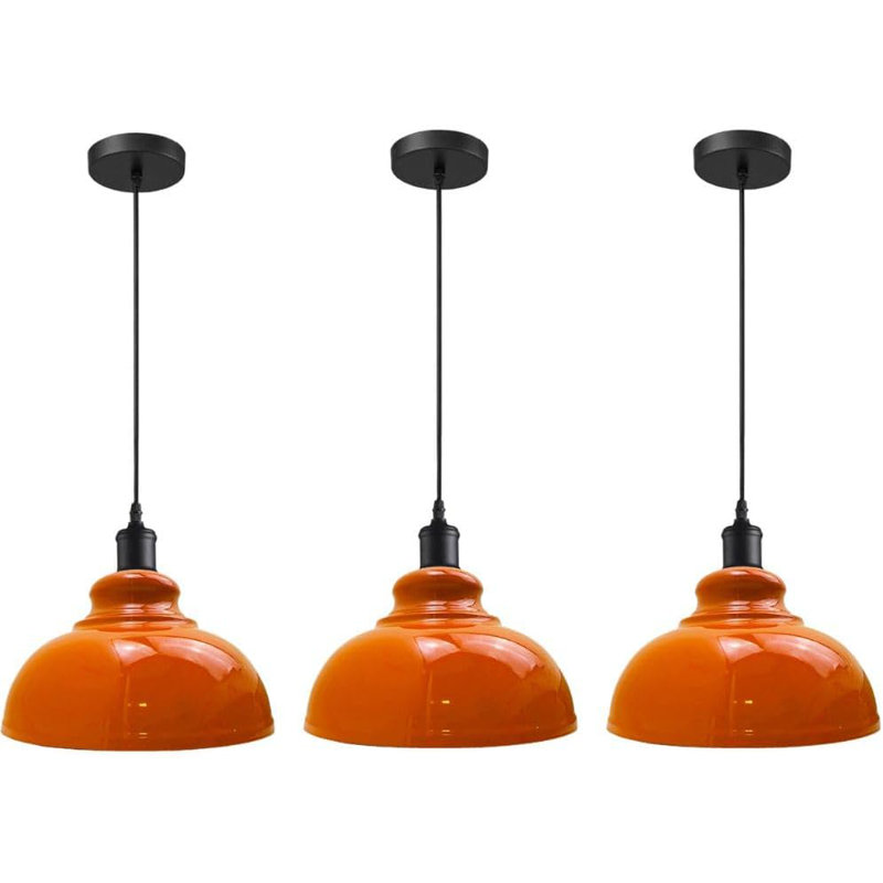 3 - Light Dome Pendant, Orange