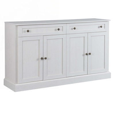 Wood Console Table 2 Drawers, 4 Doors Adjustable Shelves