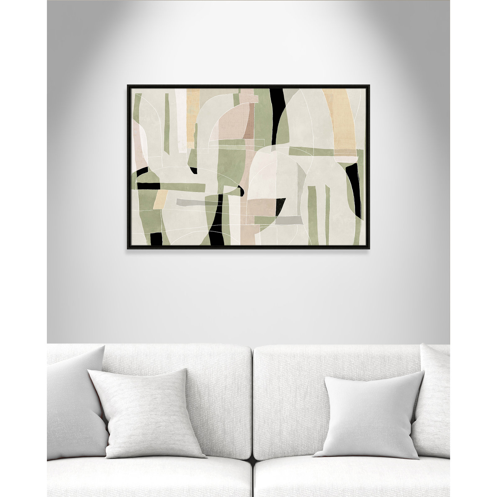 Sunny Barcelona - Floater Frame Canvas, 37.5" W x 25.5" H, Espresso