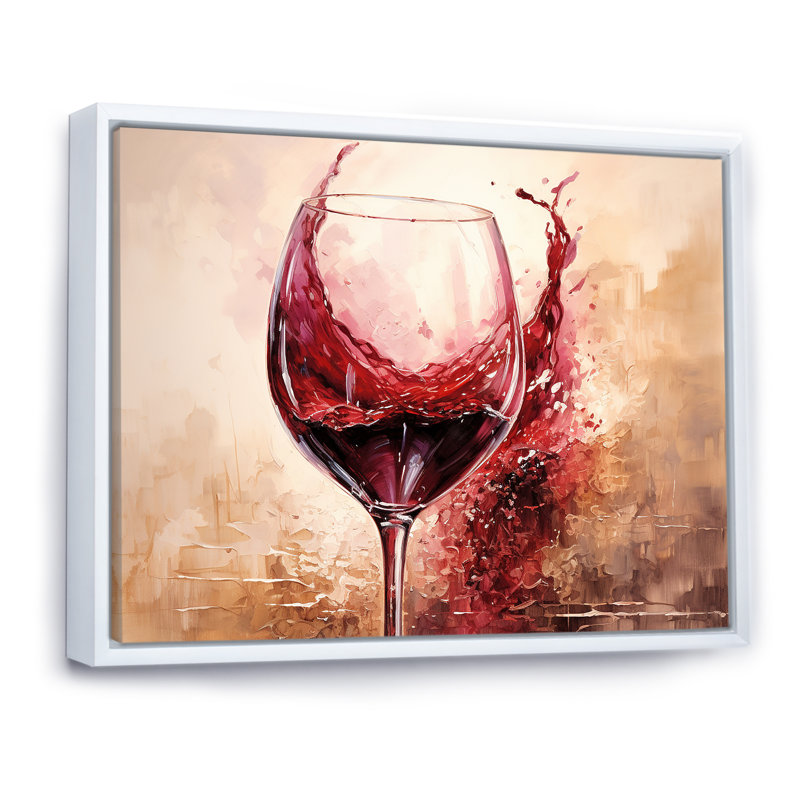 Cabernet Curve I - Vin, art mural encadré, salon, H 12 po x l 20 po x P 1 po, Cadre flottant blanc