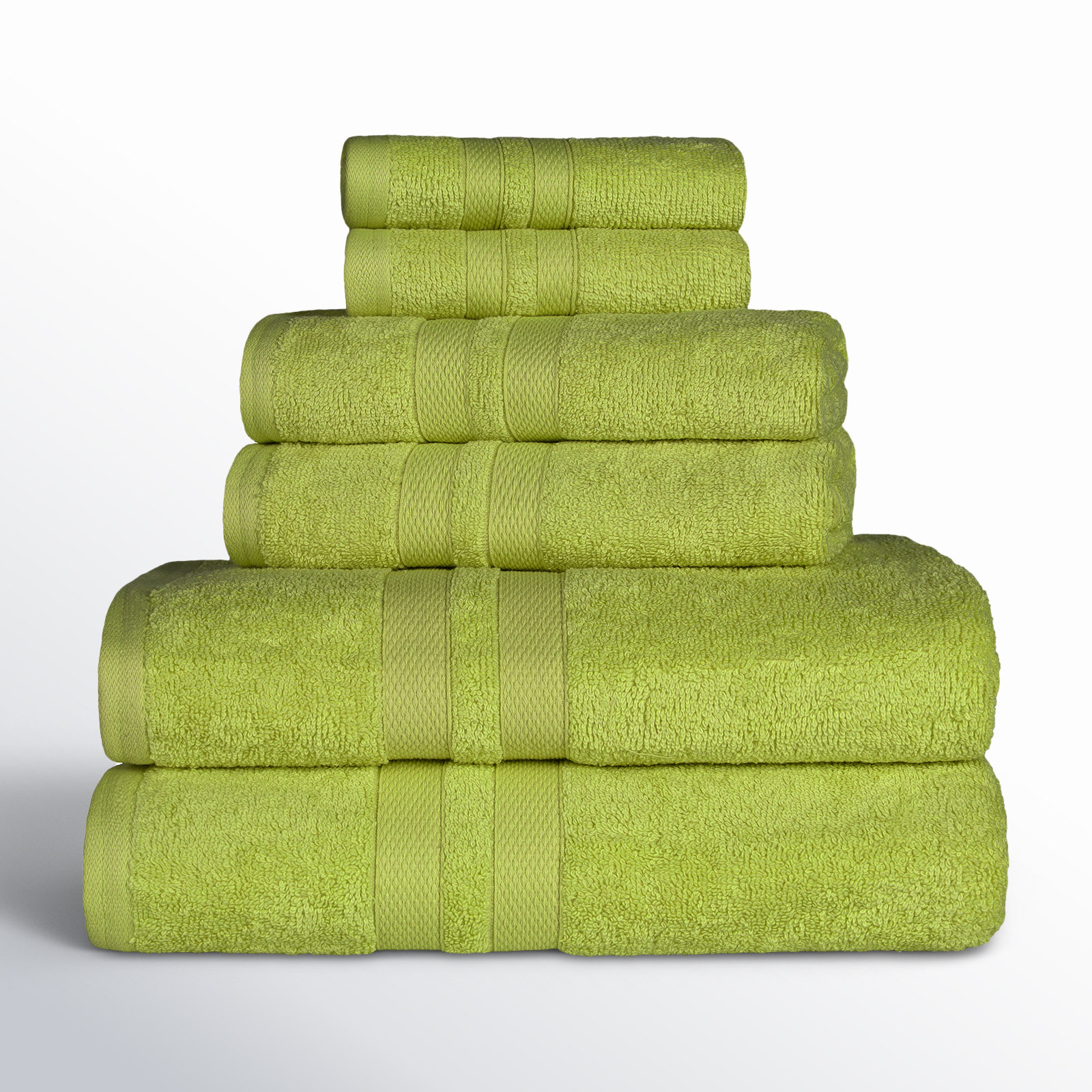 Amoy Soft 6 Piece 100% Cotton Towel Set, Celery