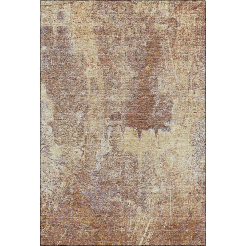 Premium Machine Washable Mayfield AMF2226 Abstract Rug, Terracotta, 8' x 10'