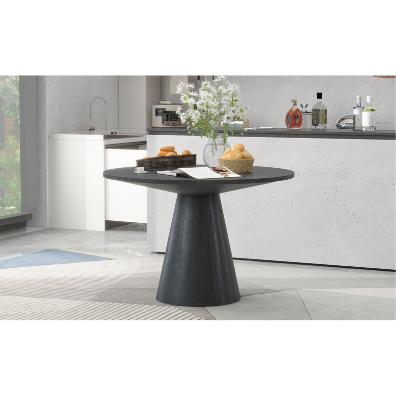 Table de salle à manger Trexm, 30.25" H x 46.5" L x 46.5" W, Noir