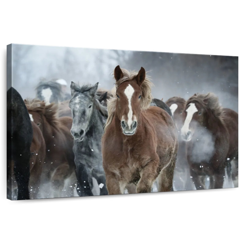 Brampt Horses In Winter, 20" H x 30" W