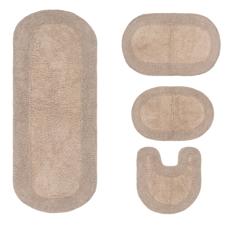 Tapis de bain 100% coton Traci (ensemble de 4), Lin