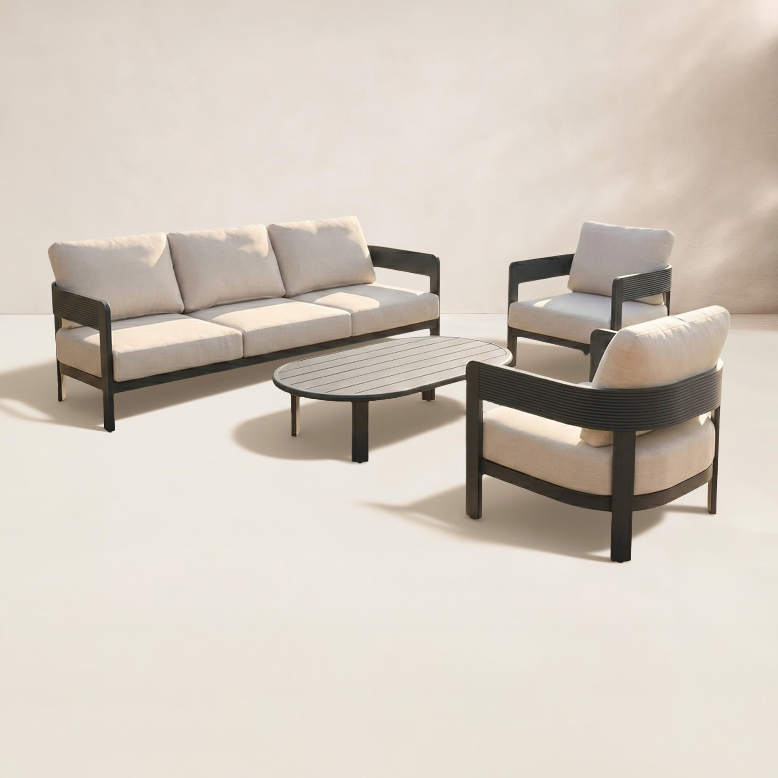 Lisa 5-Person Patio Seating Group, Cream