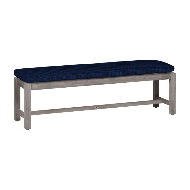 Banc sans dossier Club Teak - Huître, Huître teck, Welt, Velours indigo