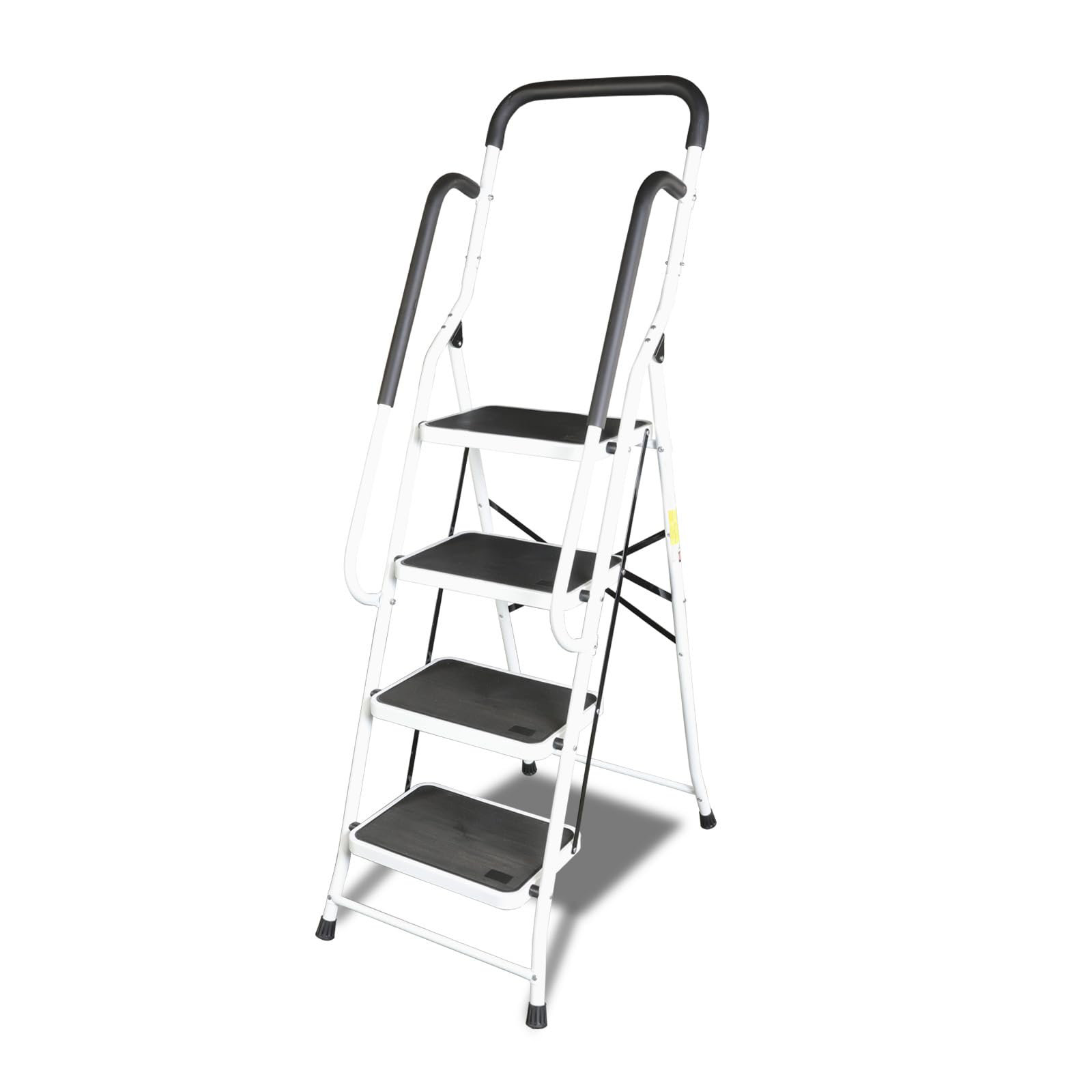 Échelle Pliante 5 Marches Avec Plateau - Tabouret Large - Portée 150 Kg - Noir/Blanc - SEGAWE