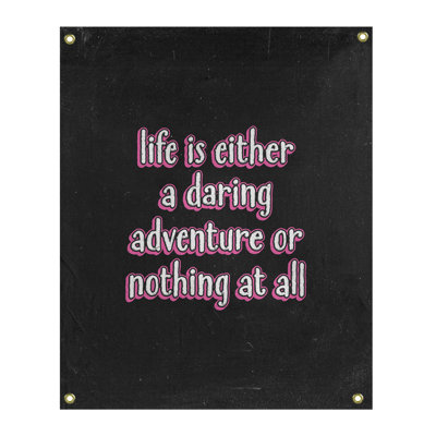 Tapisserie tableau noir en polyester life citation adventure