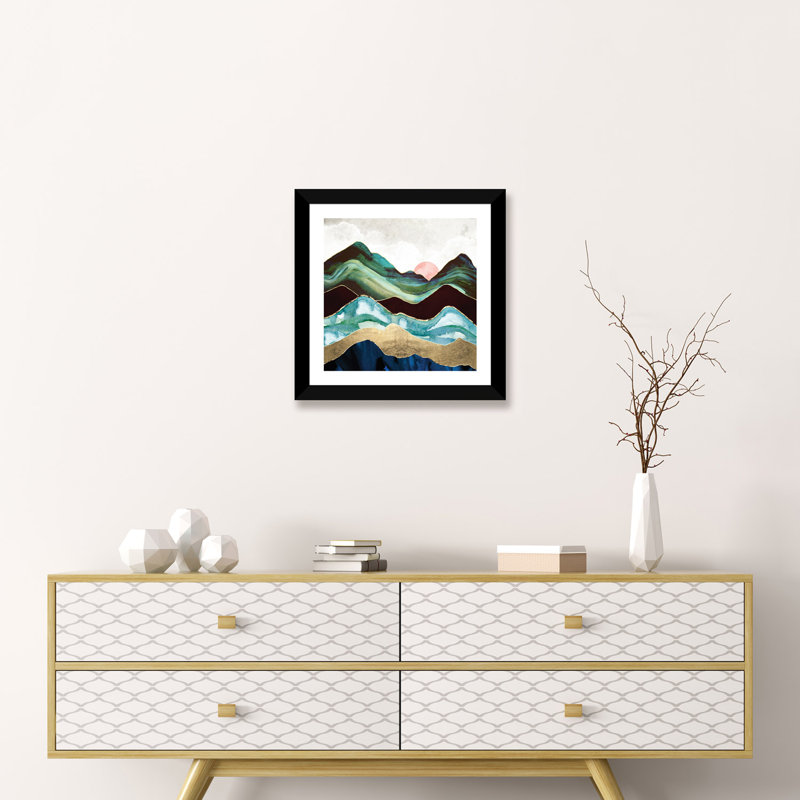 Velvet Mountains - imprimé, Blanc / aubergine / banane / brun clair / rouge br, H 16 po x l 16 po x p 1 po