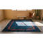Wool Hand Knotted Pile Antique Blue 1920s Floral Medallion Rectangle Rug