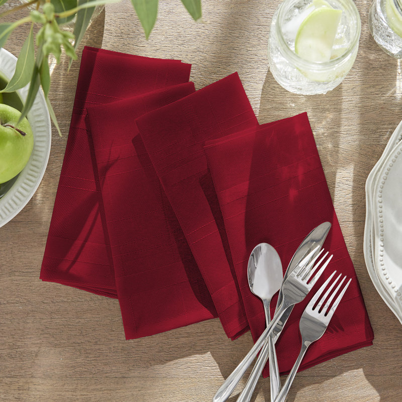 Ramiro Polyester Plaid Square Napkin, Poinsettia Red