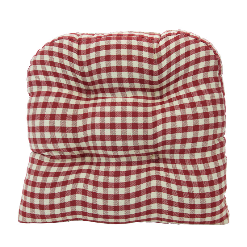 Outdoor 3'' Dining Chair Seat Cushion, Gingham Red