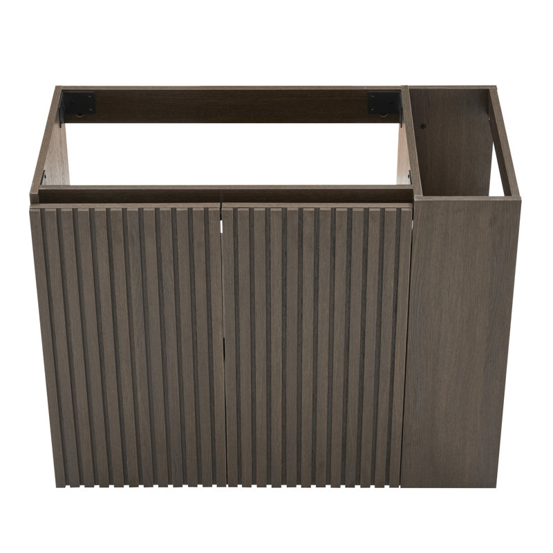Meuble-lavabo mural de 36 po, tiroirs noirs doux, pré-assemblés, 4 tiroirs avec fermeture silencieuse, panneaux de qualité E1, laque à base d'eau E0, poignée centrale cachée, lavabo profond de 4,7 po, intégré