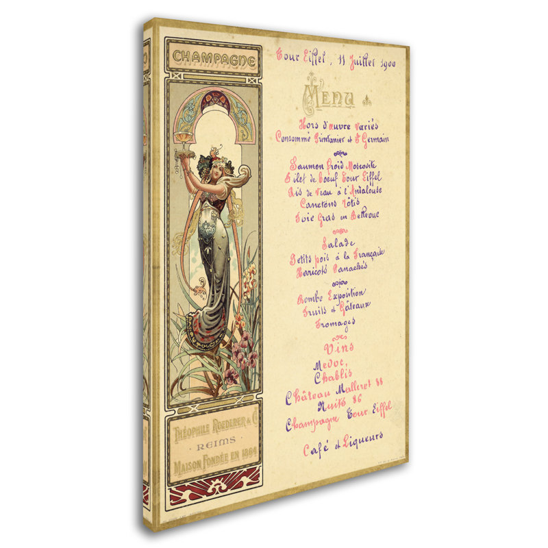 « paris nouveau menu », reproduction d’impression sur toile tendue, H 24 po x l 16 po