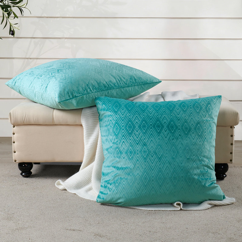 Ikat Velvet Euro Throw Pillow Covers, Storm Blue