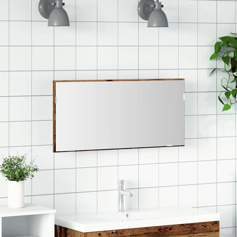 Bathroom Mirror 80 X 8.5 X 37 Cm Engineered Wood, Old Wood